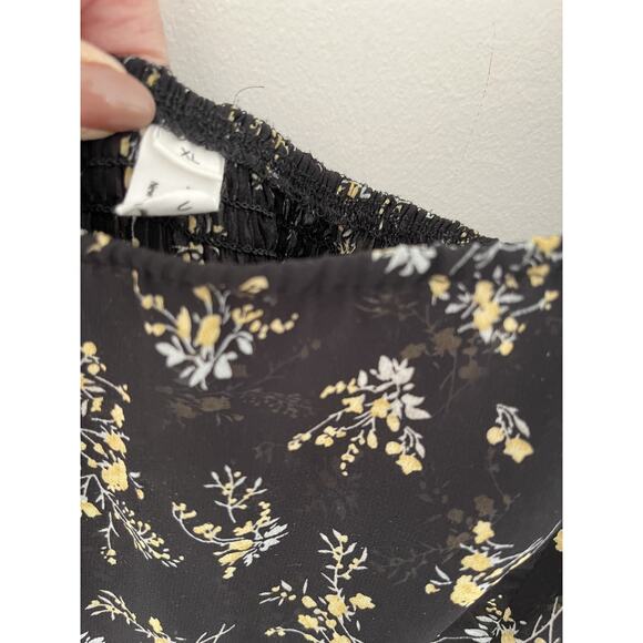 Baby Doll Womens Dress XL Black Floral Mini Exlura Whimsigoth Goth Romantic - Picture 2 of 6